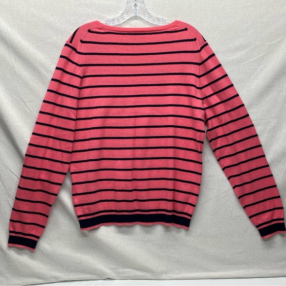 J Crew Mercantile Peyton Large Womens Sweater Mixed Striped Pink Black Casual - Picture 2 of 14